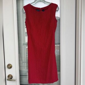 Liz Claiborne Red with White Polka Dot Sleeveless Midi Dress